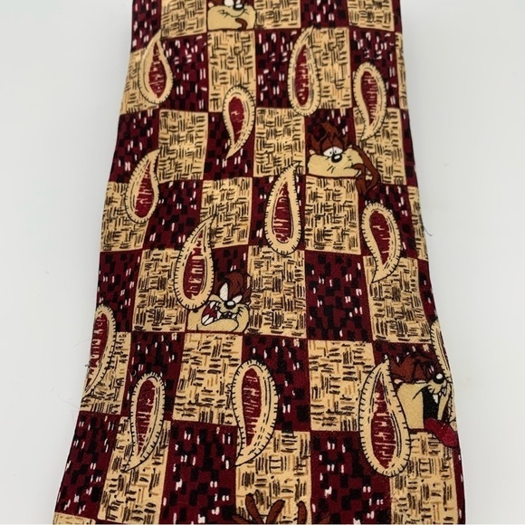 Vintage Looney Tunes Mania Tasmanian Devil 100% Silk Tie from 1995 - Picture 6 of 7